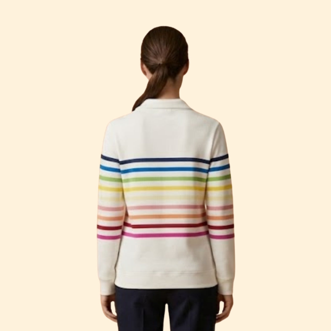 Women's Striped Half-Zip Sweatshirt