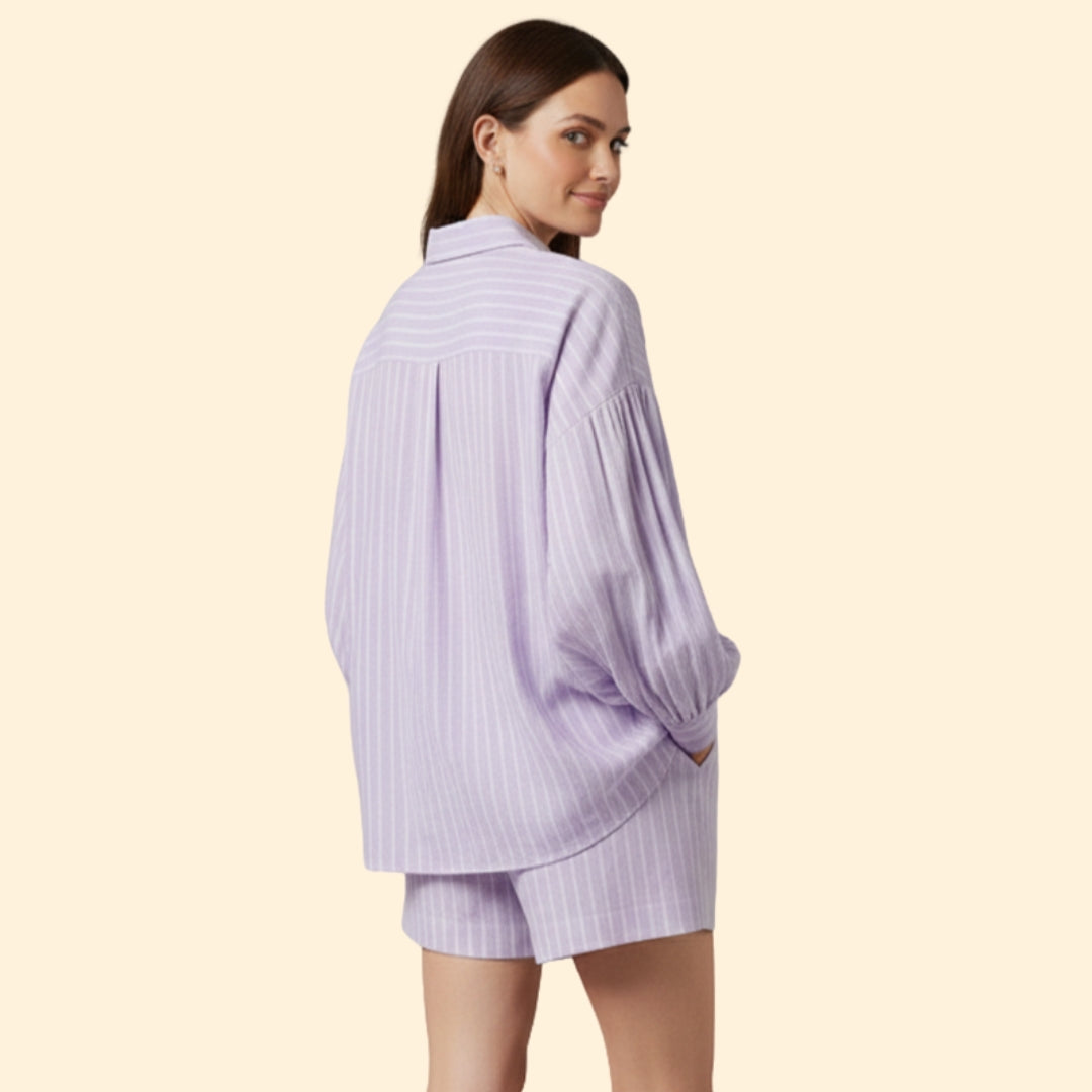 Women’s Striped Shirt & Shorts Set
