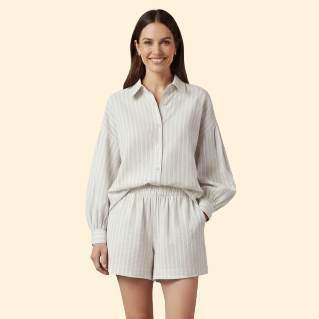 Women’s Striped Shirt & Shorts Set