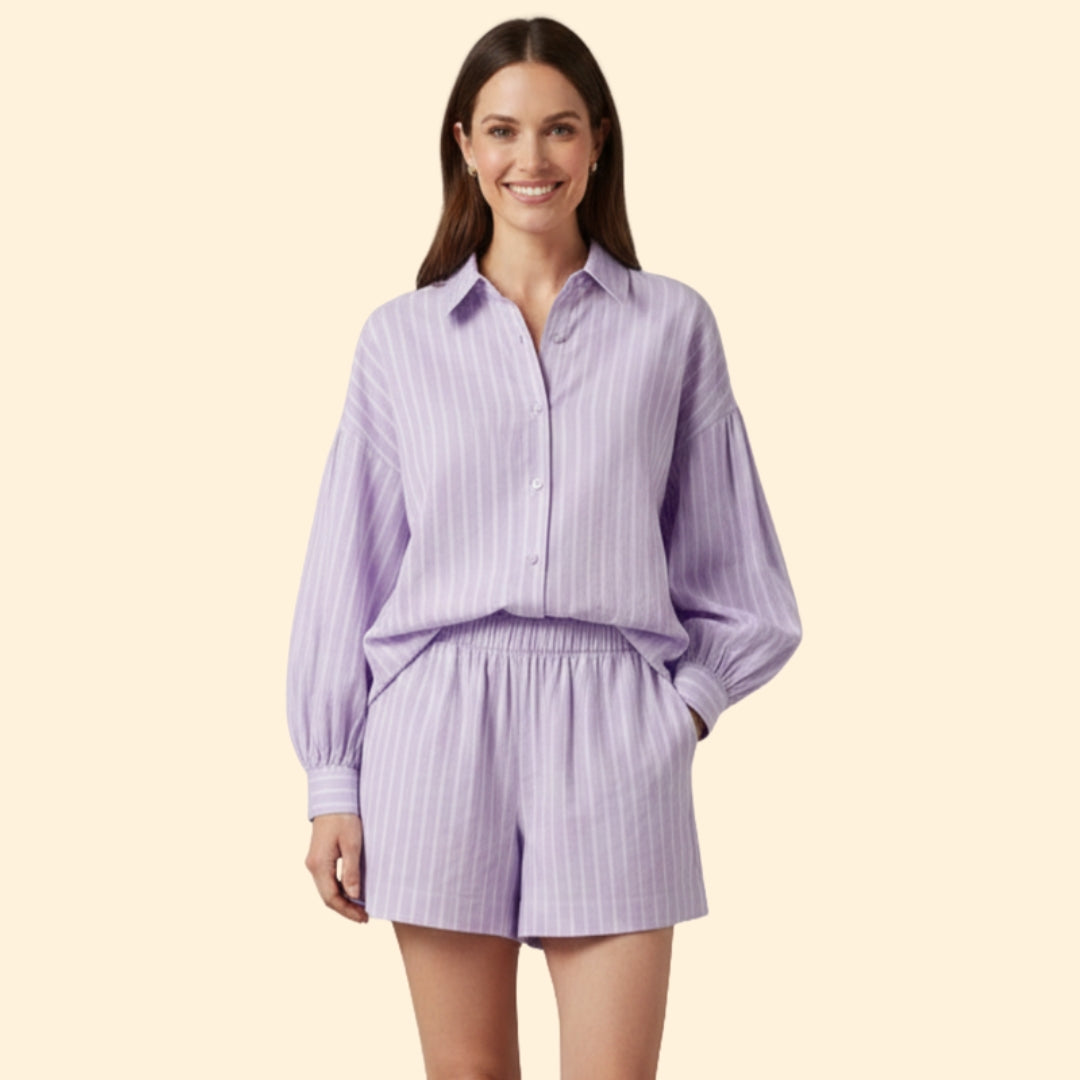 Women’s Striped Shirt & Shorts Set
