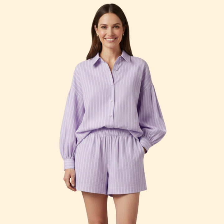 Women’s Striped Shirt & Shorts Set