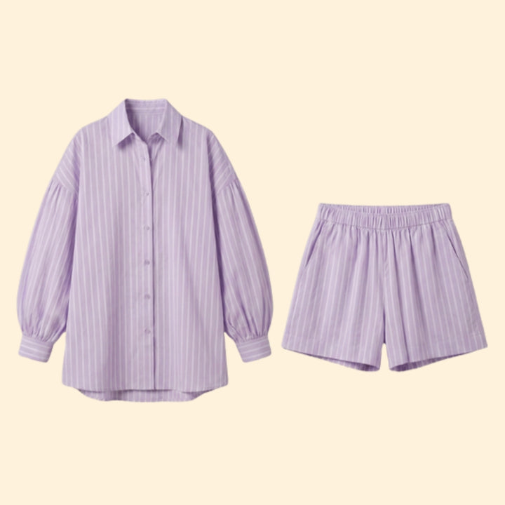 Women’s Striped Shirt & Shorts Set