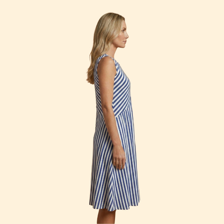 Women's Striped Sleeveless Midi Dress