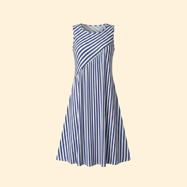 Women's Striped Sleeveless Midi Dress