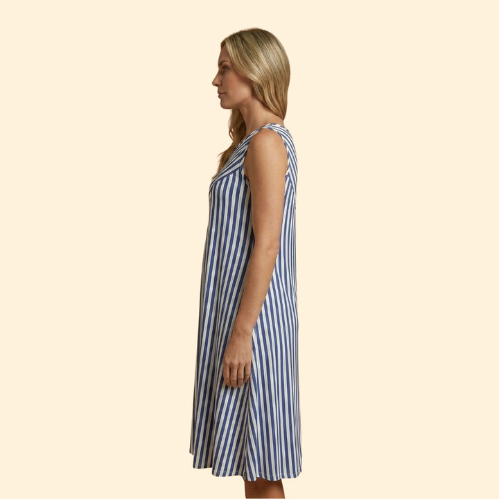 Women's Striped Sleeveless Midi Dress
