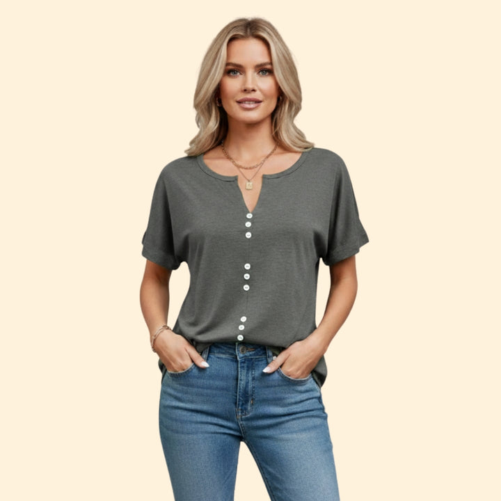 Women's Stylish Buttoned V-Shirt