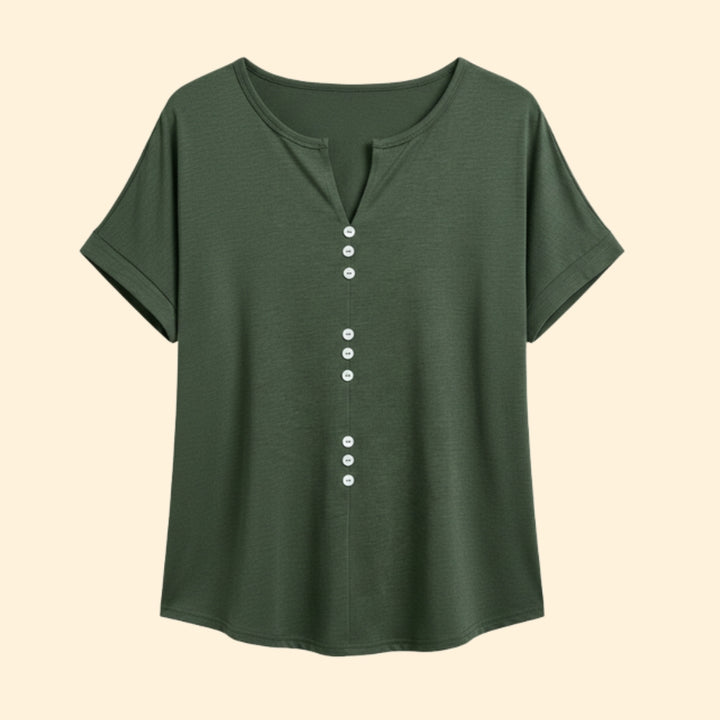 Women's Stylish Buttoned V-Shirt