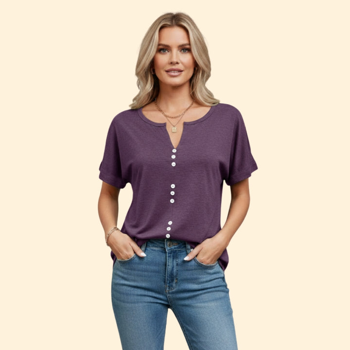 Women's Stylish Buttoned V-Shirt