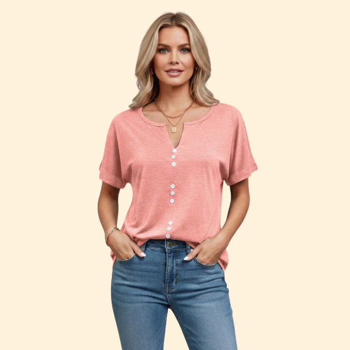 Women's Stylish Buttoned V-Shirt