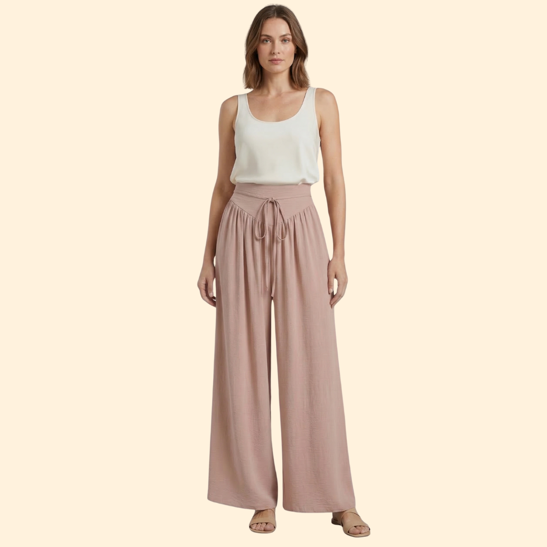 Women's Stylish Drawstring Wide-Leg Trousers