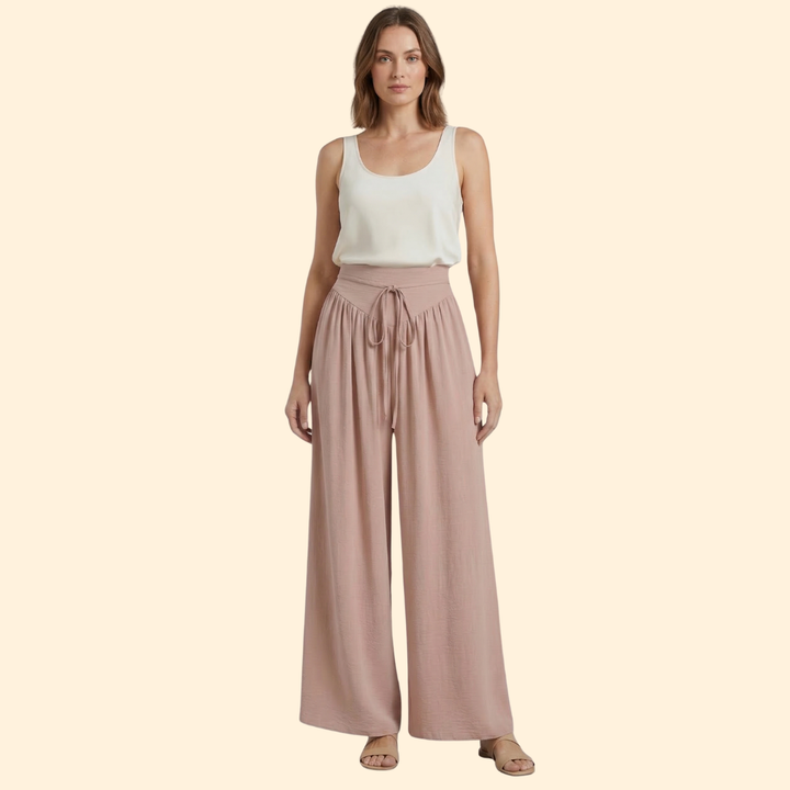 Women's Stylish Drawstring Wide-Leg Trousers