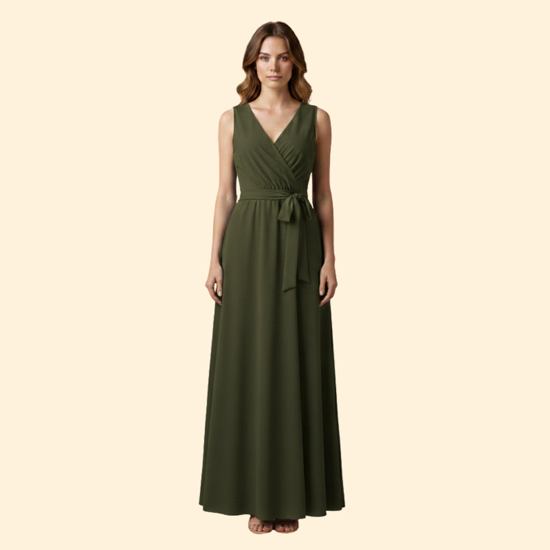 Women's Stylish Solid V-Neck Dress