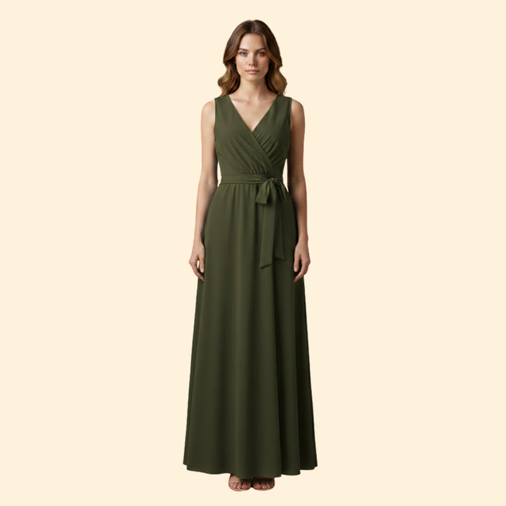 Women's Stylish Solid V-Neck Dress