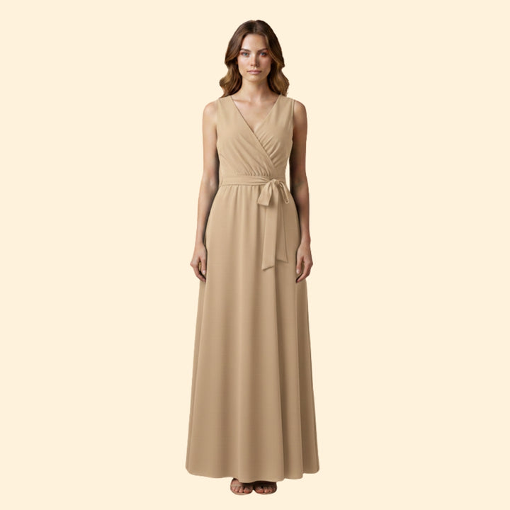 Women's Stylish Solid V-Neck Dress