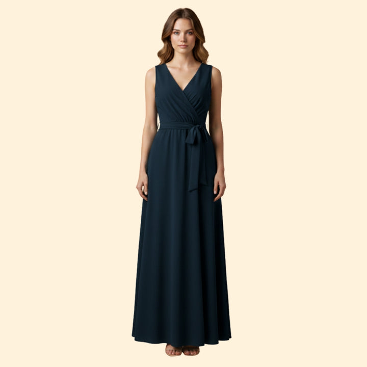Women's Stylish Solid V-Neck Dress