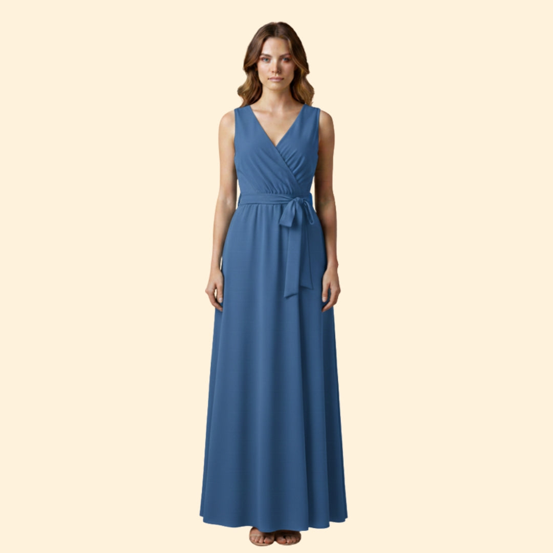 Women's Stylish Solid V-Neck Dress