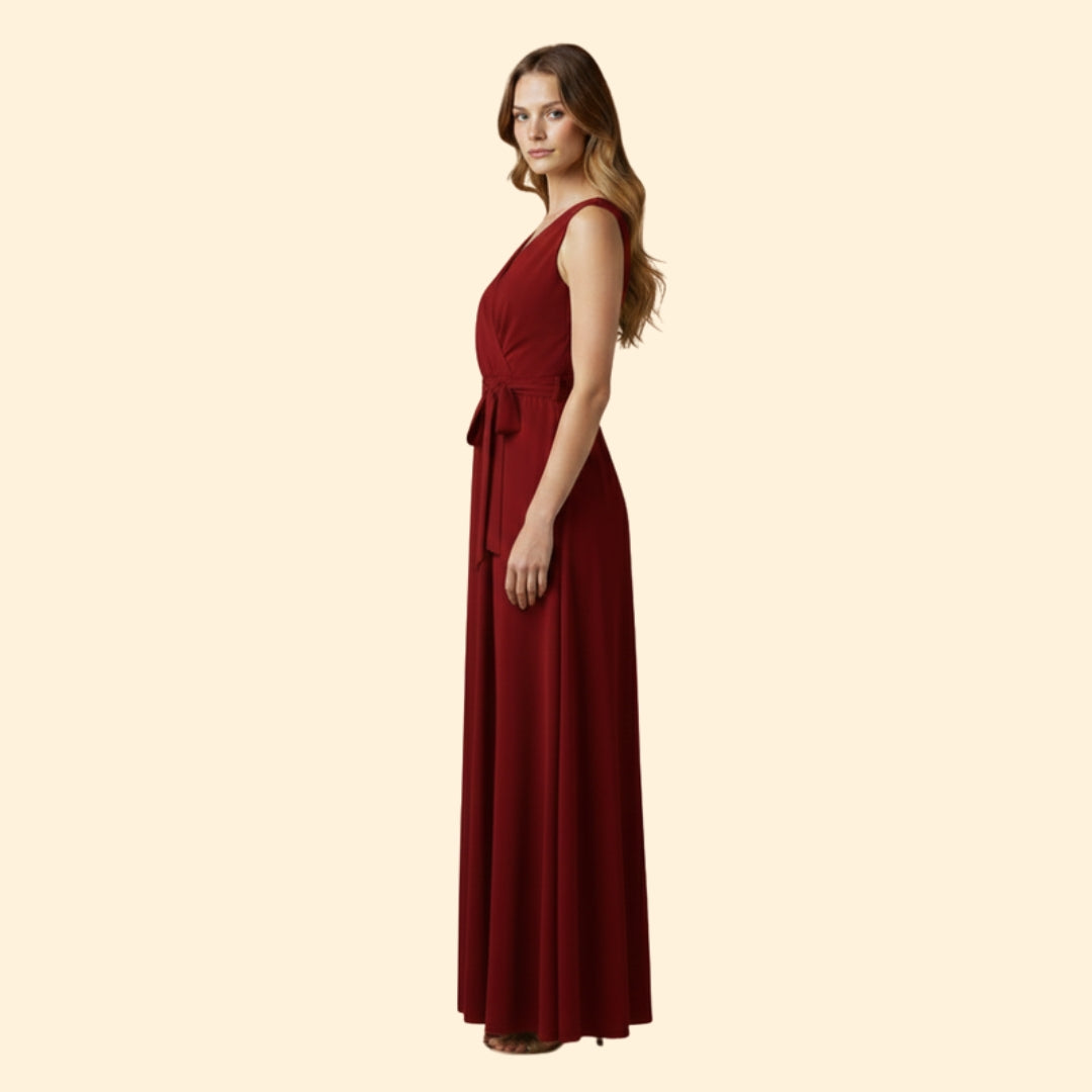 Women's Stylish Solid V-Neck Dress