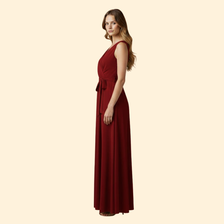 Women's Stylish Solid V-Neck Dress