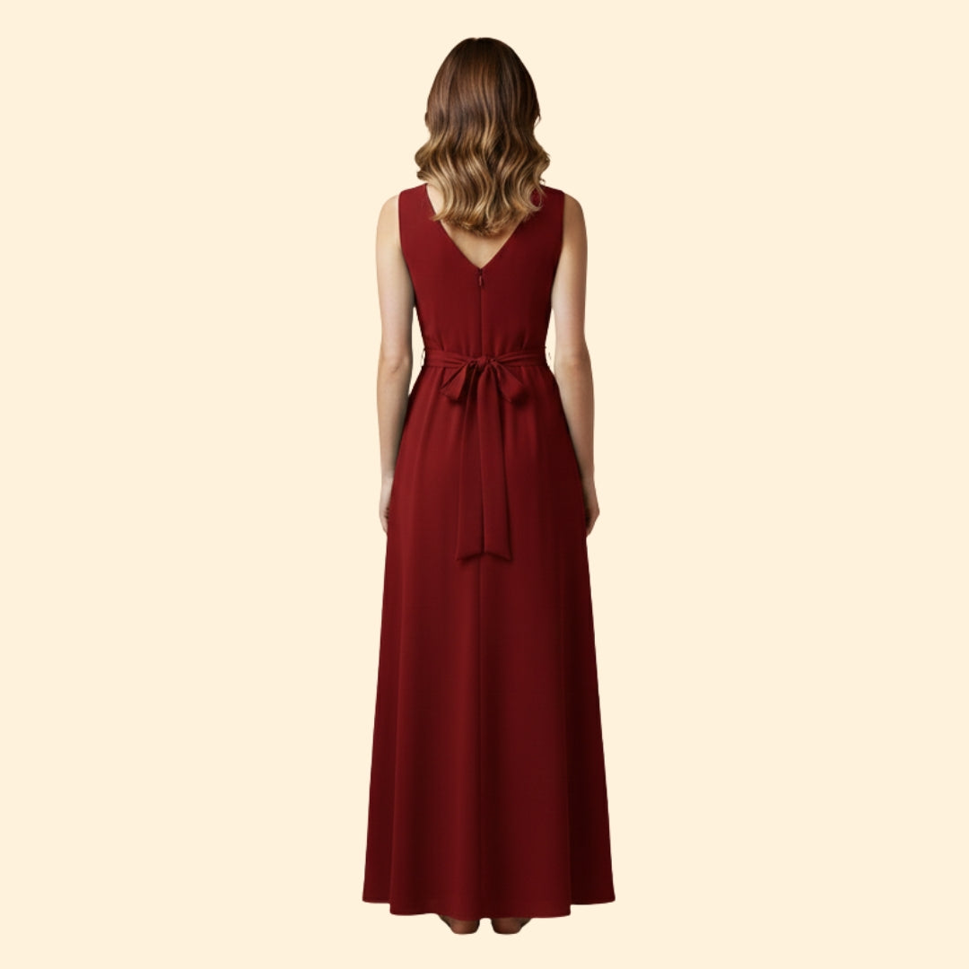 Women's Stylish Solid V-Neck Dress