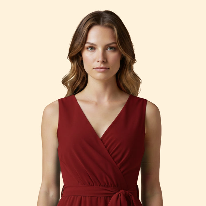 Women's Stylish Solid V-Neck Dress