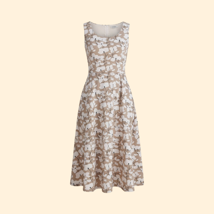 Women's Summer Round Neck A-Line Floral Dress