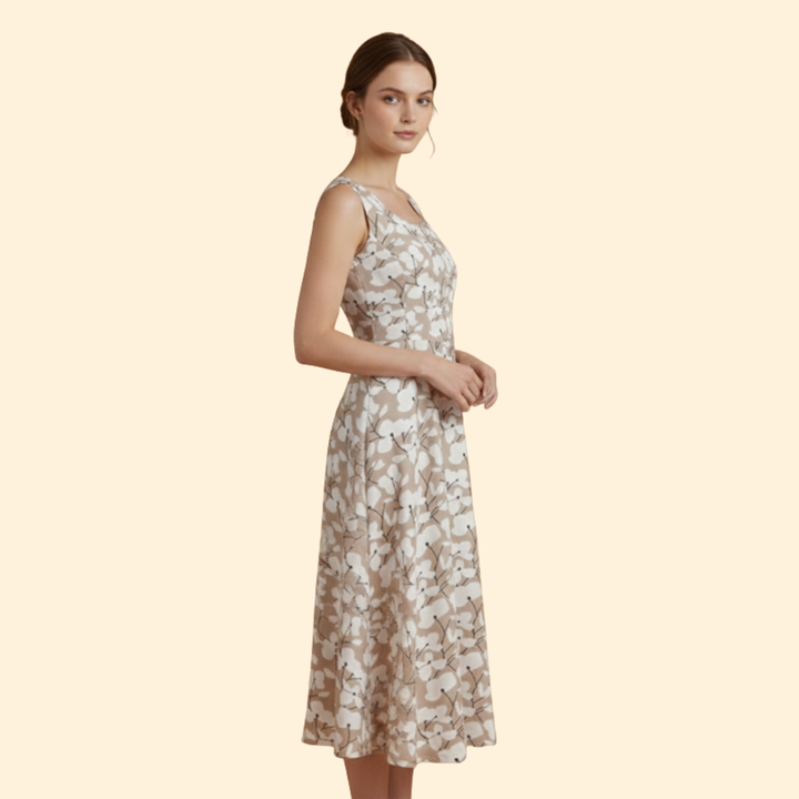 Women's Summer Round Neck A-Line Floral Dress