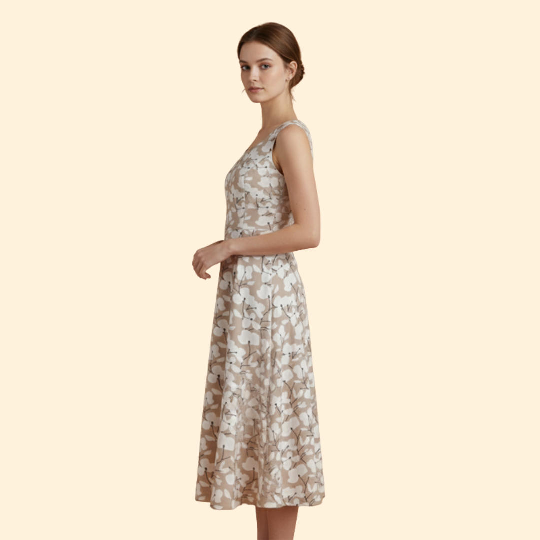 Women's Summer Round Neck A-Line Floral Dress