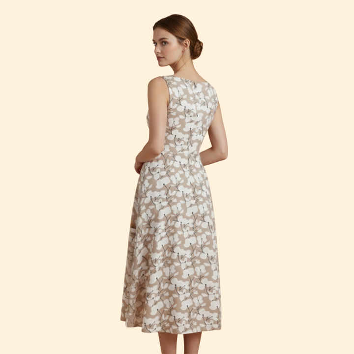 Women's Summer Round Neck A-Line Floral Dress