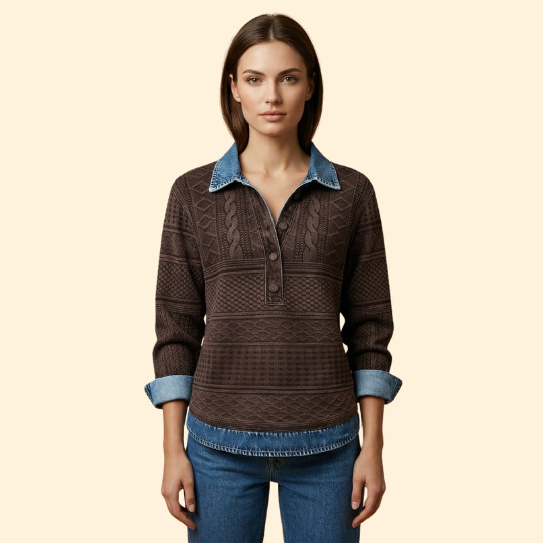 Women's Textured Button Sweatshirt