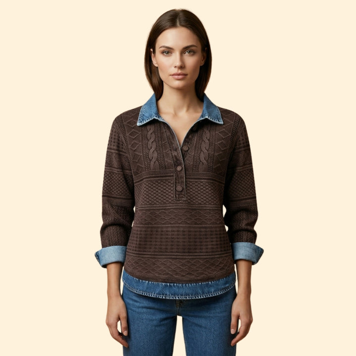 Women's Textured Button Sweatshirt