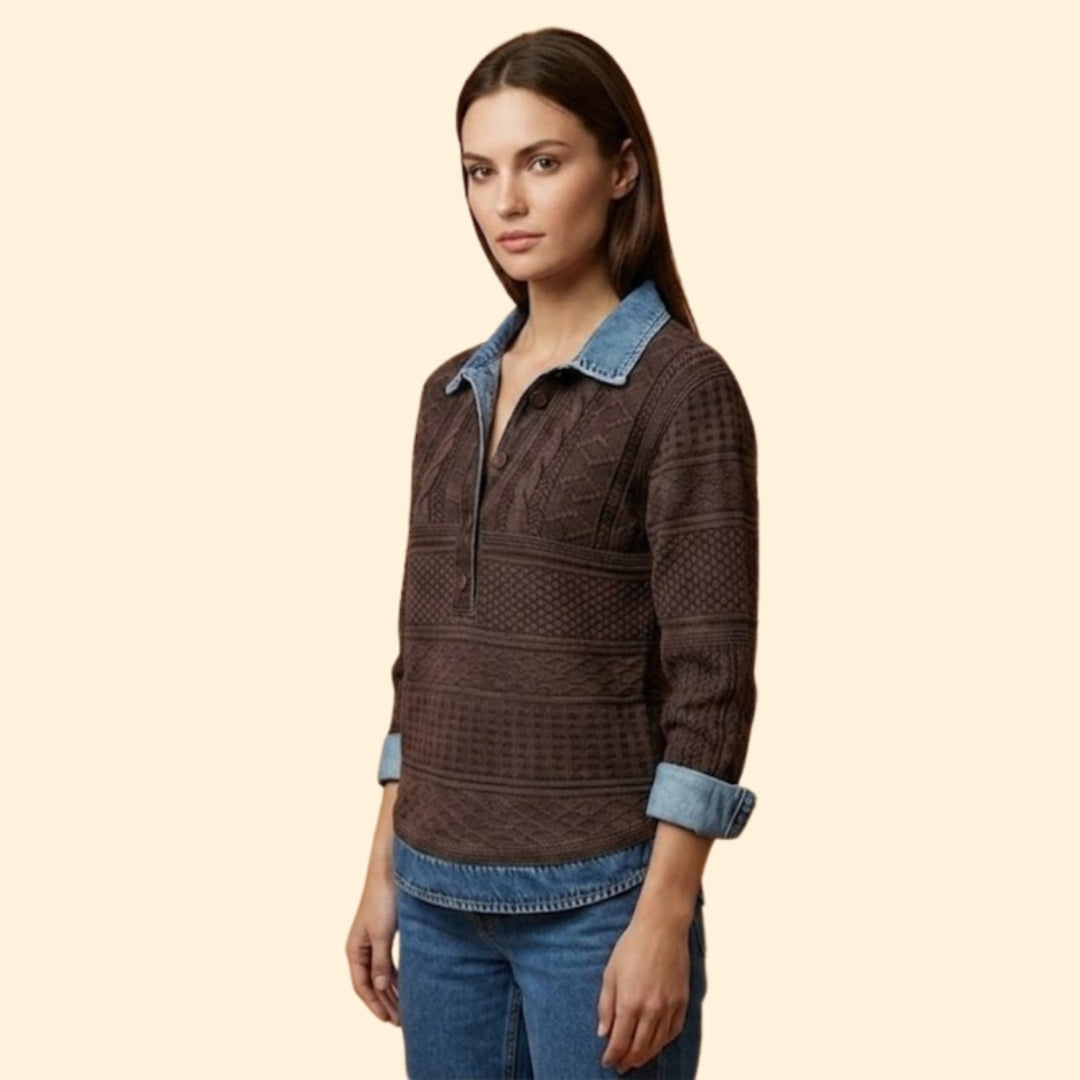 Women's Textured Button Sweatshirt