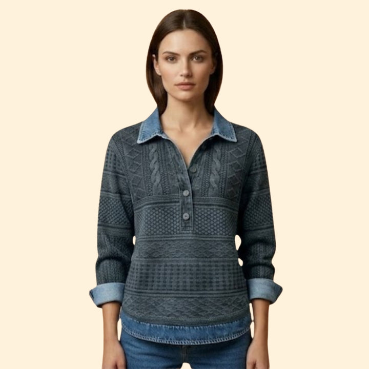 Women's Textured Button Sweatshirt