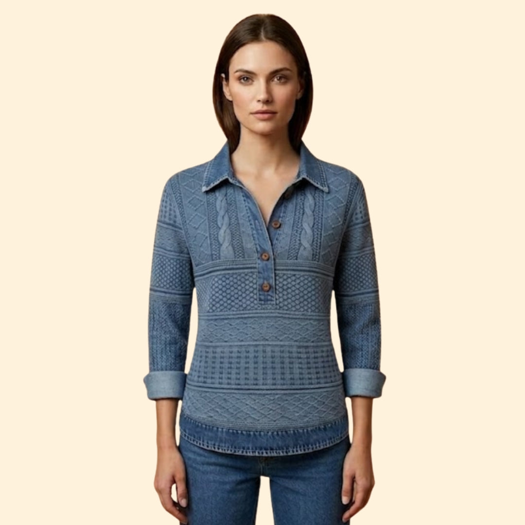 Women's Textured Button Sweatshirt