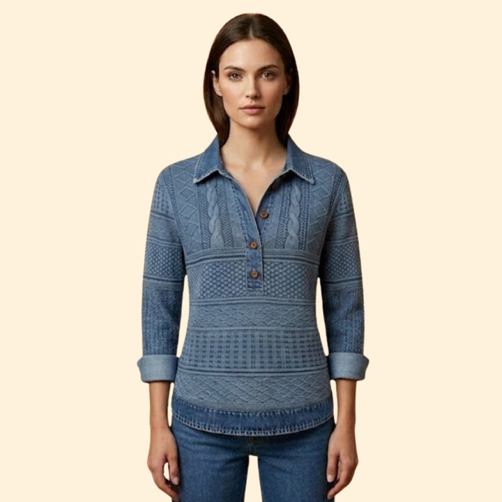 Women's Textured Button Sweatshirt