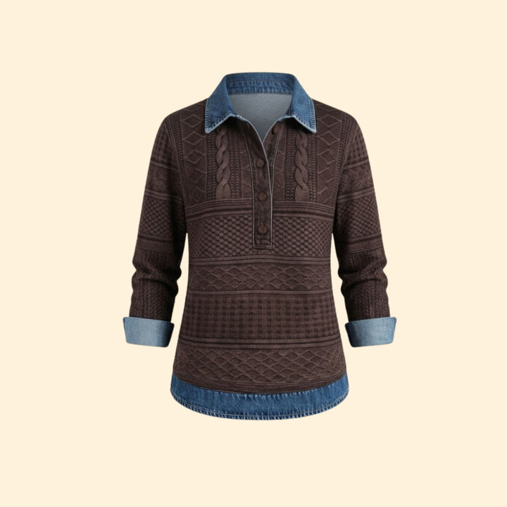 Women's Textured Button Sweatshirt