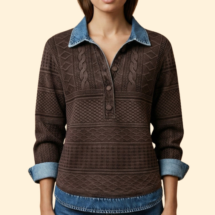 Women's Textured Button Sweatshirt