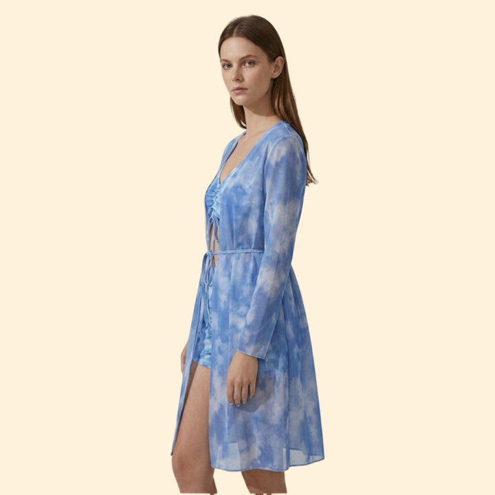 Women's Tie-Dye Bikini Set with Sheer Cover-Up