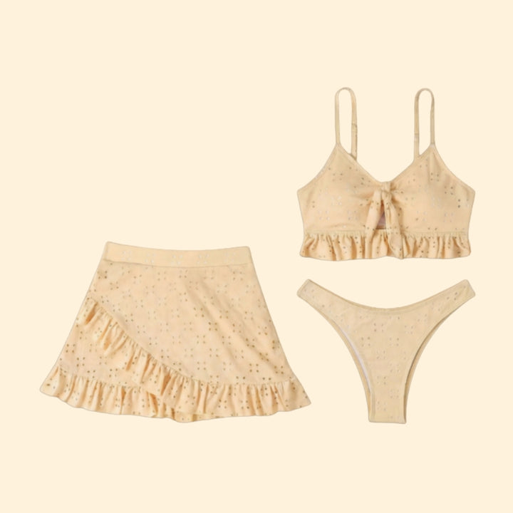 Women's Tie-Front Crop Top and Skirt Set for Summer
