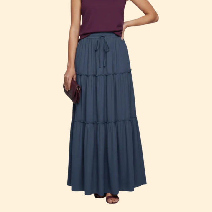 Women's Tiered Maxi Skirt with Drawstring Waist