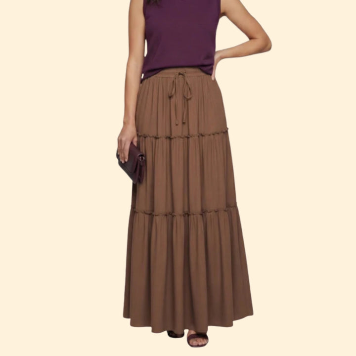 Women's Tiered Maxi Skirt with Drawstring Waist