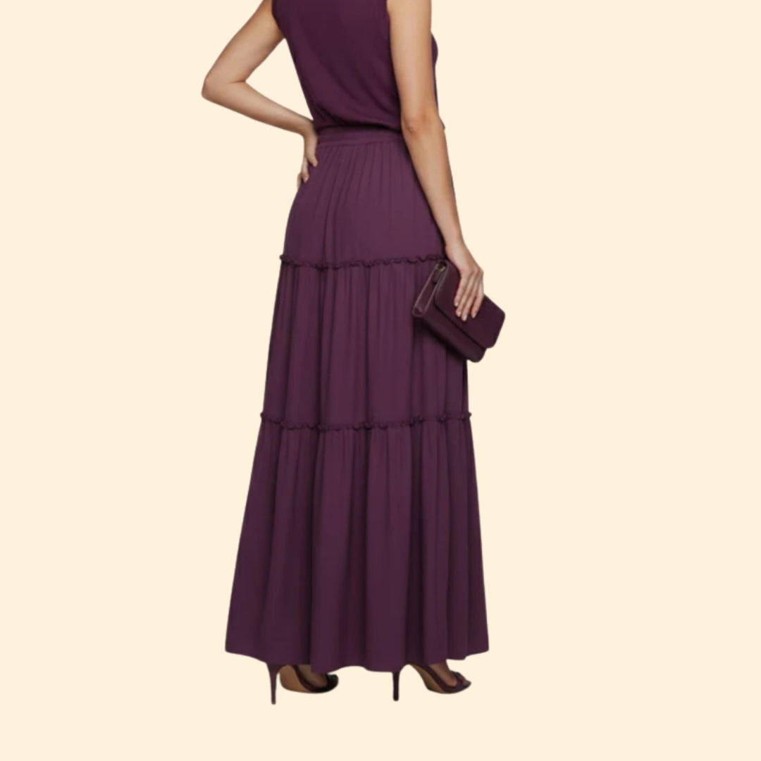 Women's Tiered Maxi Skirt with Drawstring Waist