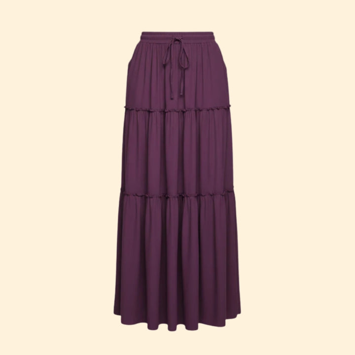 Women's Tiered Maxi Skirt with Drawstring Waist
