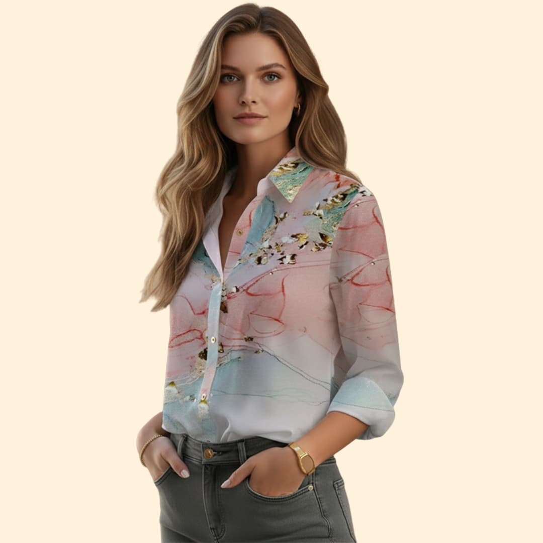 Women's Timeless Floral Print Button-Up Shirt