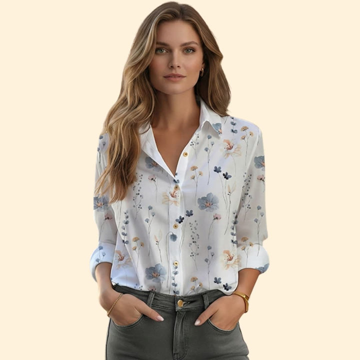Women's Timeless Floral Print Button-Up Shirt
