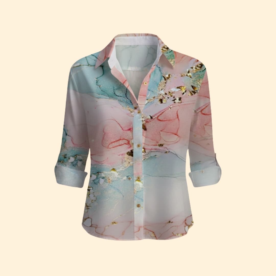 Women's Timeless Floral Print Button-Up Shirt