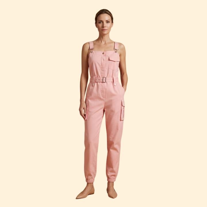 Women's Trendy Belted Utility Jumpsuit