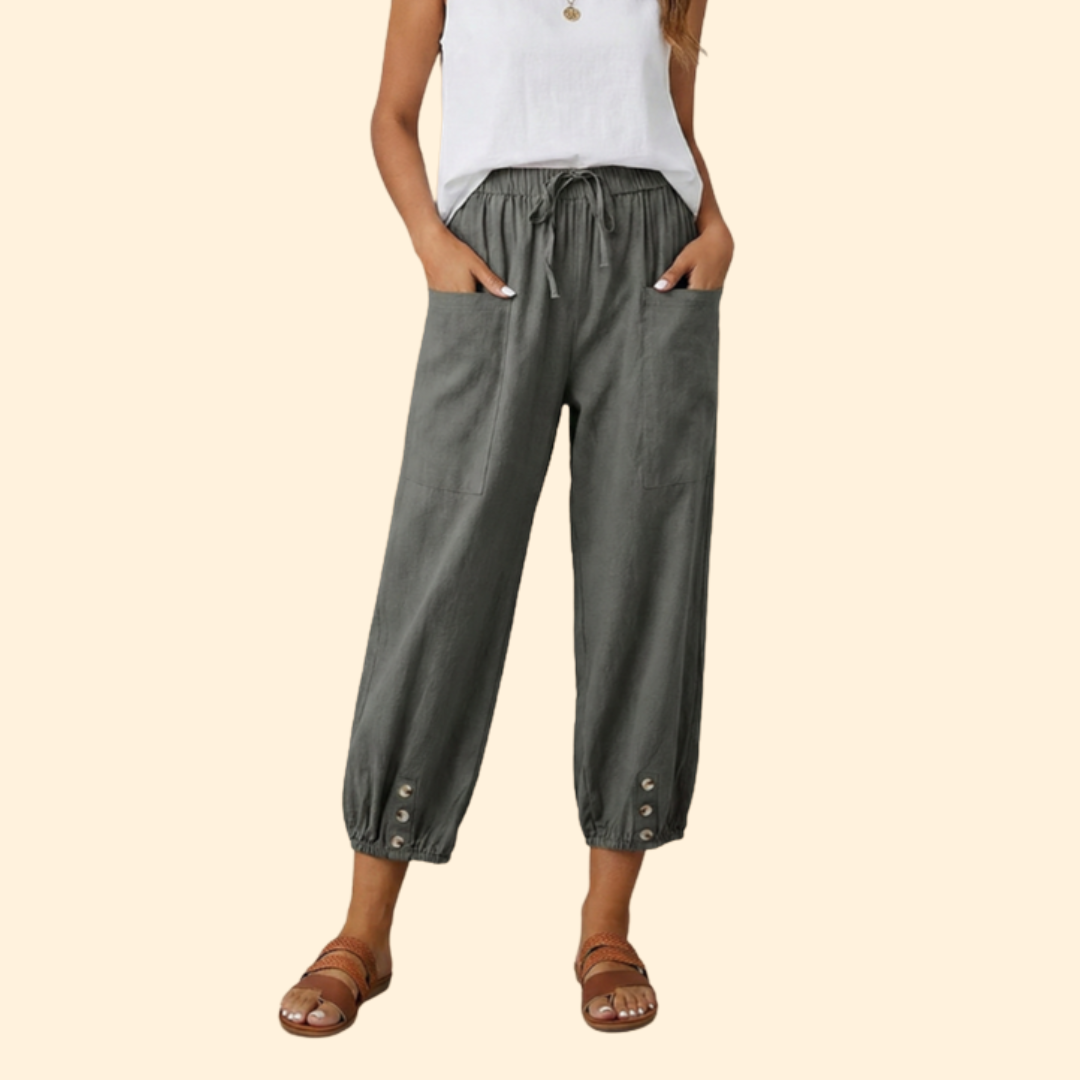 Women's Trendy Button Cuff Trousers