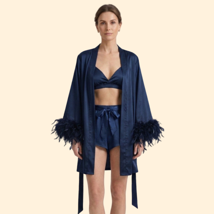 Women's Trendy Feather-Trim Robe