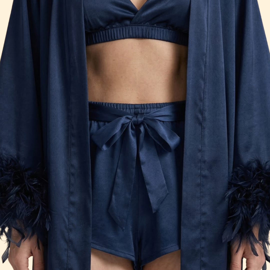 Women's Trendy Feather-Trim Robe