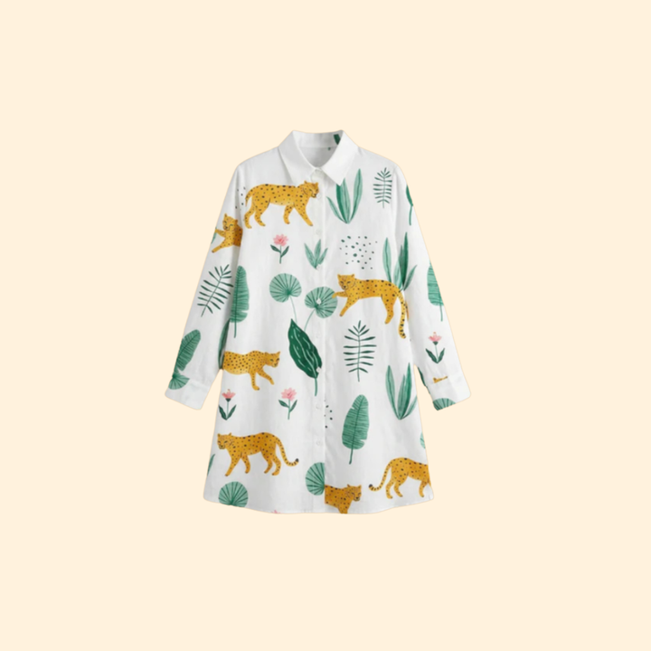 Women's Tropical Leaf Print Beach Dress